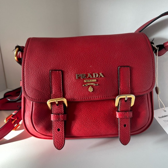 Prada Handbags - Prada Buckle Messenger Bag Vitello Daino Mini